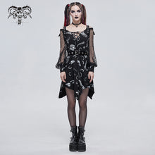 Load image into Gallery viewer, SKT140 Bone printing long sleeve long dress