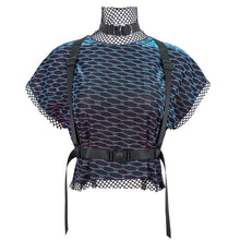 Load image into Gallery viewer, TT221 Cyberpunk dream color mesh Turtleneck Short Sleeve Women's T-Shirt