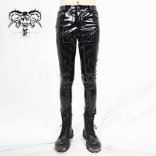 Load image into Gallery viewer, PT133 Cyber punk circuit printed high quality stretchy glazed leather men tight trousers