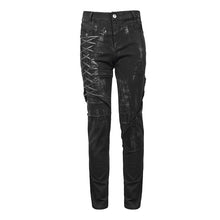 Load image into Gallery viewer, PT112 Devil fashion brand punk mecha hand painted slim black men trousers