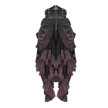 Load image into Gallery viewer, SKT094 festival costume Burgundy printed drawstring faded steampunk half skirt