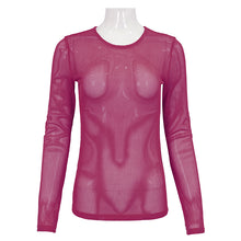 Load image into Gallery viewer, TT19806 Rose red Diamond-shaped net basic style long sleeves men t-shirts