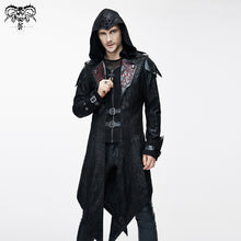 Load image into Gallery viewer, CT06901 movie actor false two pieces black hooded leather long coats for men