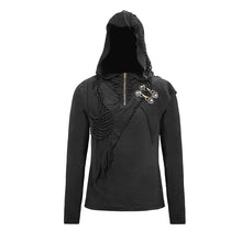 Load image into Gallery viewer, TT140 Devil fashion designer asymmetric tatters worn out hooded winter shirts