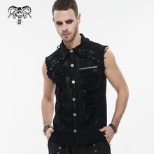 Load image into Gallery viewer, SHT094 black punk sleeveless men's tattered shirt