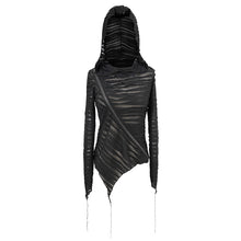 Load image into Gallery viewer, TT147 Two-wear basic hooded T-shirt with diagonal zipper