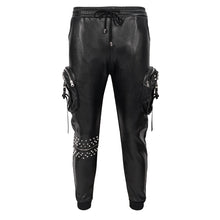 Load image into Gallery viewer, PT184 Men's side pockets metal decoration leather feet pants