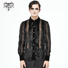 Load image into Gallery viewer, SHT063 Gothic Irregular Stripe Velvet Burnt Out Pleated Basic Style Shirts
