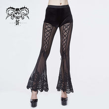 Load image into Gallery viewer, PT098 Sexy women stretchy mesh lace bottom gothic horn leggings