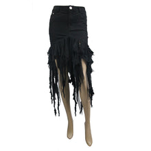 Load image into Gallery viewer, SKT078 streetwear irregular strip tattered fitted waist sexy women unedge half package hip skirts
