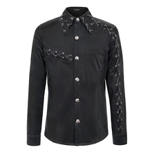 Load image into Gallery viewer, SHT066 Punk chain drawstring men shirts