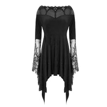 Load image into Gallery viewer, ESKT029 party horn sleeves off shoulder dark fringe stretchy knitted sexy ladies lace dress