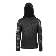 Load image into Gallery viewer, TT158 everyday wear men irregular striped patchwork punk bandage hooded top