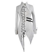 Load image into Gallery viewer, SHT037 everyday asymmetric white punk women cotton long blouse with dovetail