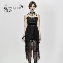 Load image into Gallery viewer, ESKT028 club versatile translucent sweep sexy ladies lace skirt with shoulder-straps