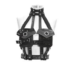 Load image into Gallery viewer, AS044 raggedy distressed collar with 2 pockets punk women body harness