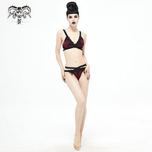 Load image into Gallery viewer, SST008 Burgundy Gothic Lace Swimsuit Set