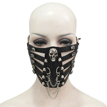 Load image into Gallery viewer, MK005 Black metallic skull hollow out punk mask for women and men