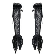 Load image into Gallery viewer, GE009 Gothic sexy women lotus leaf lace long gloves with fur