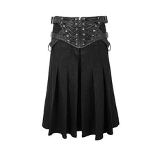 Load image into Gallery viewer, SKT108 punk metallic mist textured leather waistband dark grain pleated men kilts