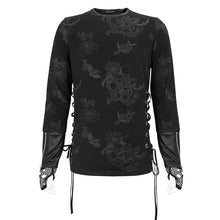 Load image into Gallery viewer, TT204 Men Torn Spider Web Printed Long Sleeve T-Shirt