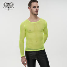 Load image into Gallery viewer, TT19803 fluorescent color Diamond-shaped net basic style long sleeves men t-shirts