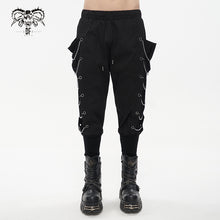 Load image into Gallery viewer, PT179 punk men black harem JOGGER PANTS with side chains