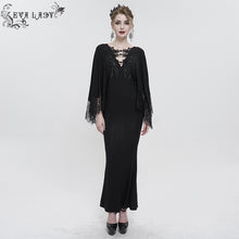 Load image into Gallery viewer, ESKT040 Deep V Neck bat Sleeve Small Fishtail Dress