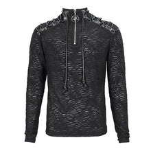 Load image into Gallery viewer, TT217 Autumn and Winter textured turtleneck punk black men T-shirt