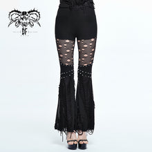 Load image into Gallery viewer, PT053 Designer sexy women punk broken holes slim fit flared pants