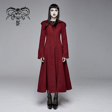 Load image into Gallery viewer, CT12602 daily life winter sexy women red gothic party woolen hooded long coat with fur