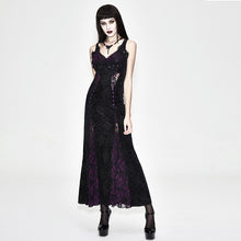 Load image into Gallery viewer, ESKT022 Gothic party nipped waist purple formal gown long rose lace booty package hip dress