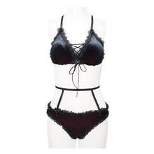 Load image into Gallery viewer, SST018 Black and red velvet swimsuit suit