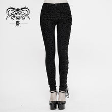 Load image into Gallery viewer, PT135 Gothic flocking patterned laced up asymmetrical side women pants