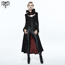 Load image into Gallery viewer, CT07302 Black and red floral high collar embroidered women dress coat