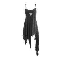 Load image into Gallery viewer, SKT103 daily asymmetrical Punk black gray torn broken holes knitted women slip dress