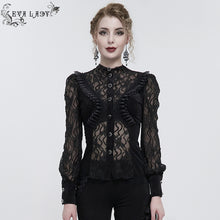 Load image into Gallery viewer, ESHT01501 Black fringed iris mesh Goth Shirt