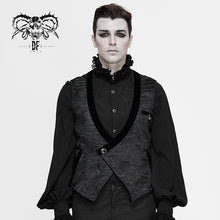 Load image into Gallery viewer, WT057 Gothic wedding bridegroom Napoleon collar pleated asymmetrical men black waistcoats