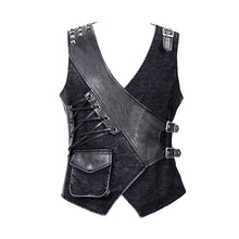 Load image into Gallery viewer, WT050 band Asymmetric punk rock men black waistcoats with pockets