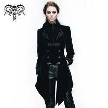 Load image into Gallery viewer, CT02001 gothic ladies embroidered high collar black dovetail velveteen coat