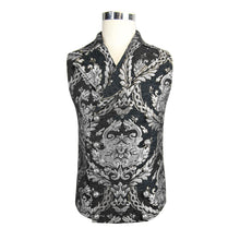 Load image into Gallery viewer, WT01302 Gothic high quality western fashion black and silver palace floral men short waistcoats