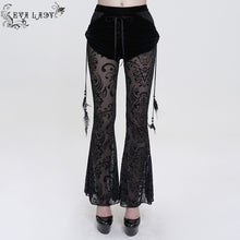 Load image into Gallery viewer, EPT012 Fake two-piece flocked mesh flared pants