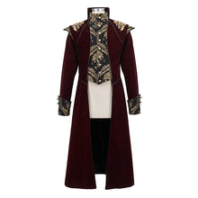 Load image into Gallery viewer, CT11802 western fashion noble party golden embroidery wine fleece men long coat