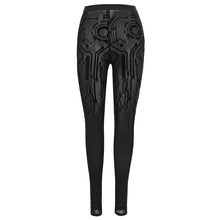 Load image into Gallery viewer, PT141 Cyberpunk circuit diagram flocking stretch mesh leggings