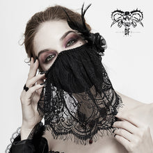 Load image into Gallery viewer, MK025 mysterious sexy ladies floral gothic cotton mask with eyelash lace veil