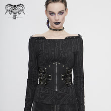 Load image into Gallery viewer, AS074 Cyberpunk bright leather women lace up mesh belts