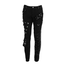 Load image into Gallery viewer, PT100 punk heavy metal lace up leg torn men trousers with loops