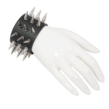 Load image into Gallery viewer, AS079 punk unisex heavy metal wide multi-row spiked leather bracelet
