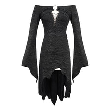 Load image into Gallery viewer, SKT116 Gothic sexy ladies everyday stretchy pleated laced up waist off shoulder slim dress