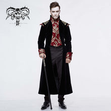 Load image into Gallery viewer, CT11801 Gothic jacquard black stand collar embroidery men long coat